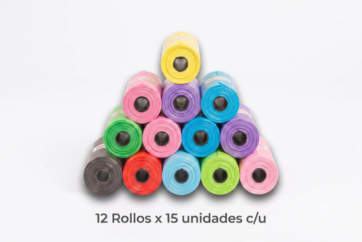 Bolsas de Basura Biodegradables para Mascotas - Ecológicas, Gruesas y Resistentes ( 12 Rollos x 15 Unidades )