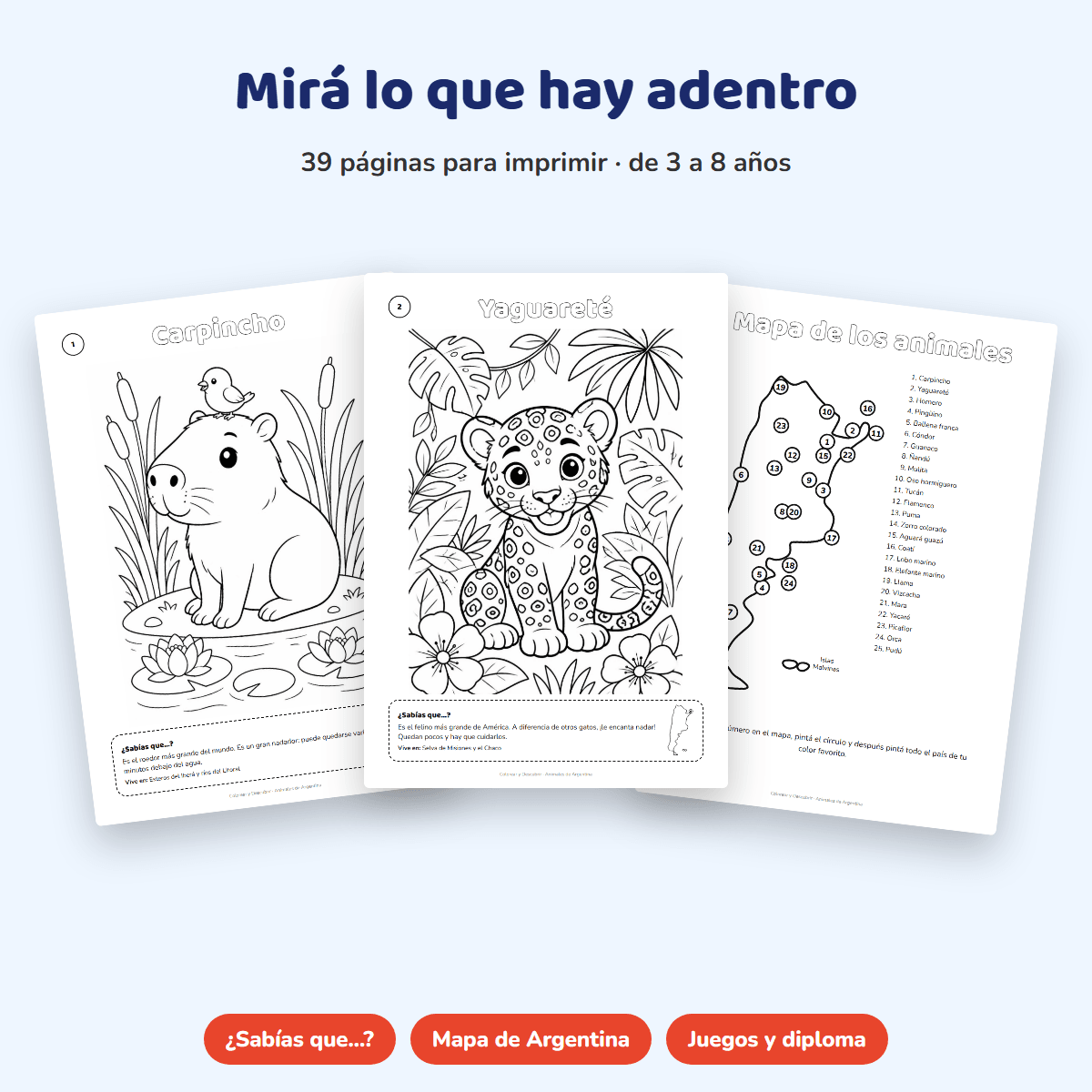 Libro para Colorear Animales de Argentina - interior