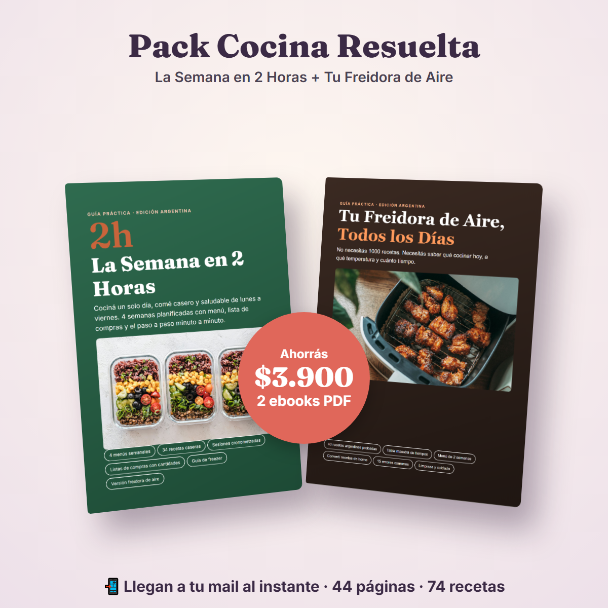 Pack Ebooks Cocina Resuelta: La Semana en 2 Horas + Tu Freidora de Aire (2 PDF)
