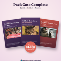Pack Gato Completo: Comida Casera + Cuidado + Premios (3 PDF)
