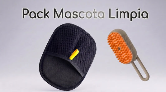 Pack Mascota Limpia: Guante Quitapelos + Peine a Vapor para Perros y Gatos