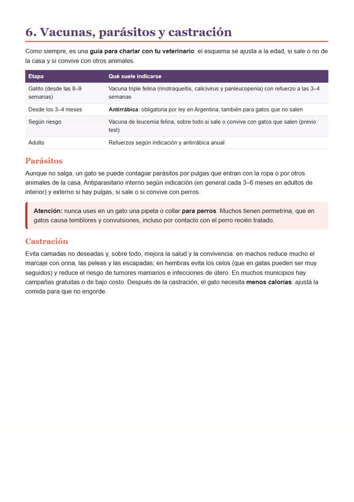Vacunas y castración