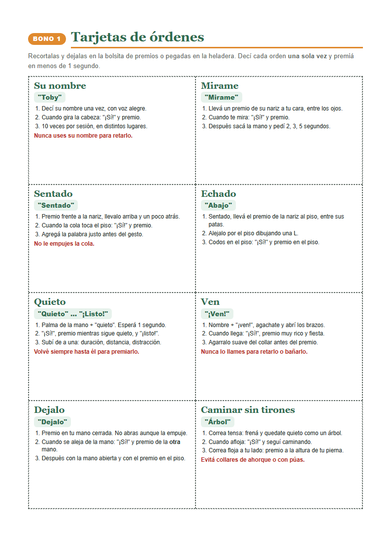 Tarjetas de órdenes