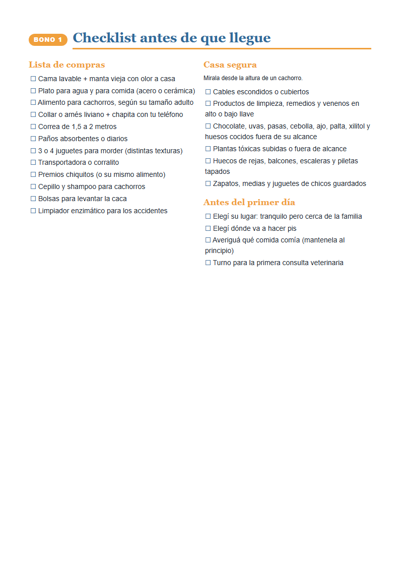 Checklist antes de que llegue