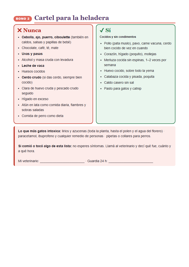 Cartel para la heladera