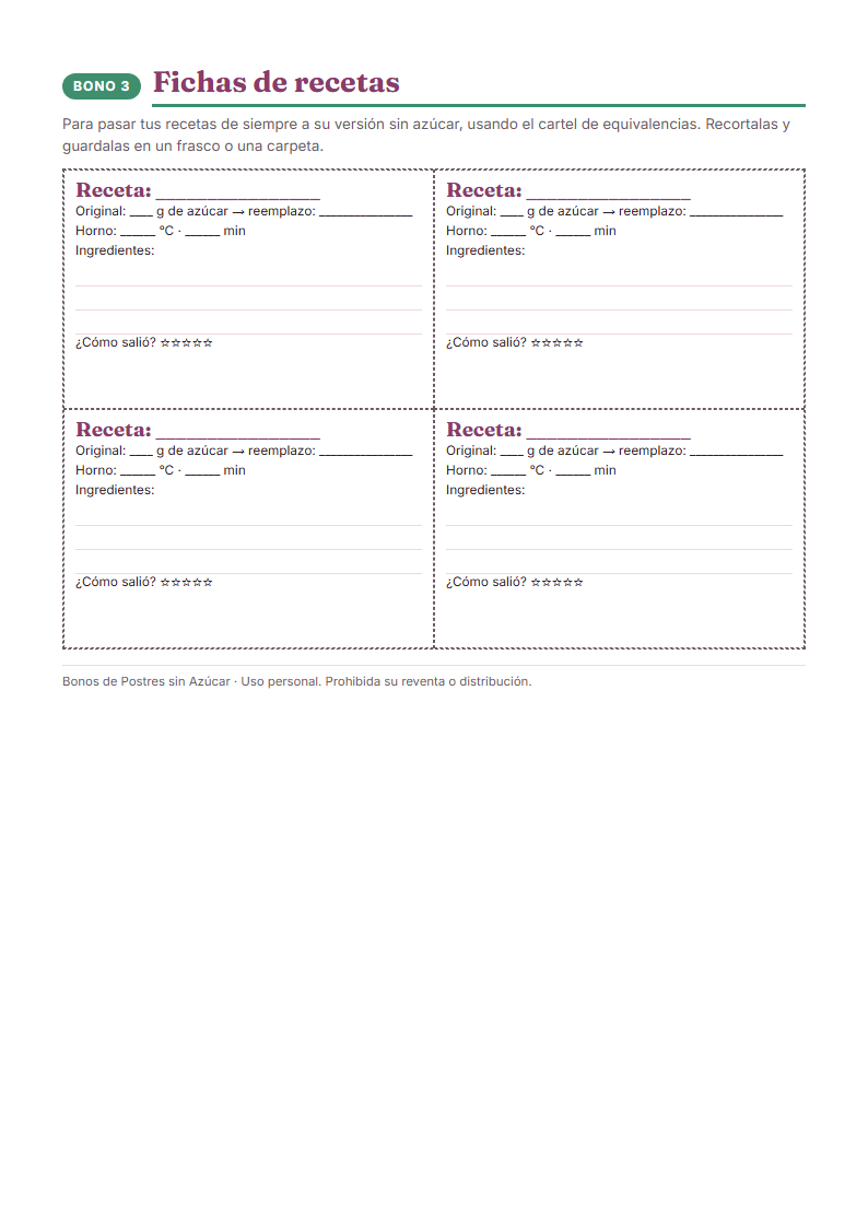 Fichas de recetas